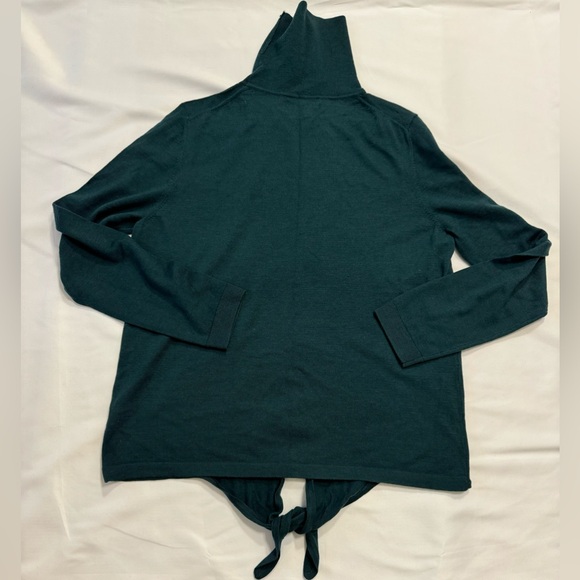 Talbots 100% Merino Wool Turtleneck Dark Green Comfy Waist Tie Sweater - Picture 4 of 7
